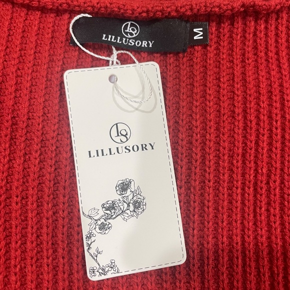 Illusory NWT Size M Red Open Cardigan Sweater - Picture 3 of 7